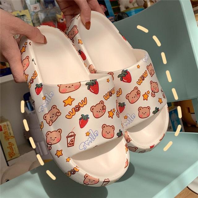Sandalias de Oso de Moda para Parejas de Dibujos Animados - Zapatillas Antideslizantes