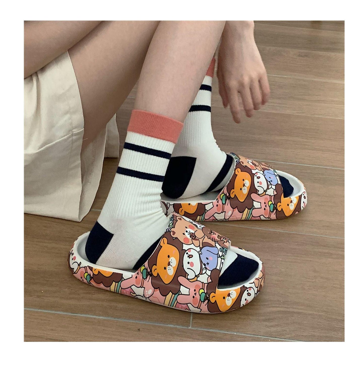 Sandalias de Oso de Moda para Parejas de Dibujos Animados - Zapatillas Antideslizantes