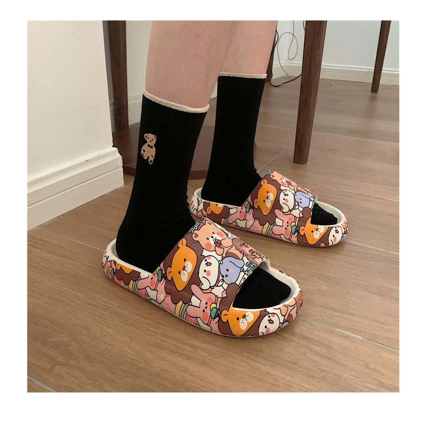 Sandalias de Oso de Moda para Parejas de Dibujos Animados - Zapatillas Antideslizantes