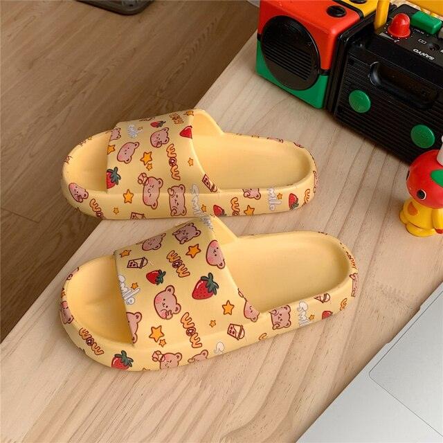 Sandalias de Oso de Moda para Parejas de Dibujos Animados - Zapatillas Antideslizantes