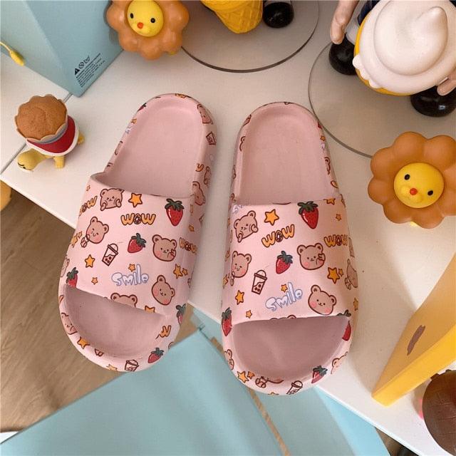 Sandalias de Oso de Moda para Parejas de Dibujos Animados - Zapatillas Antideslizantes