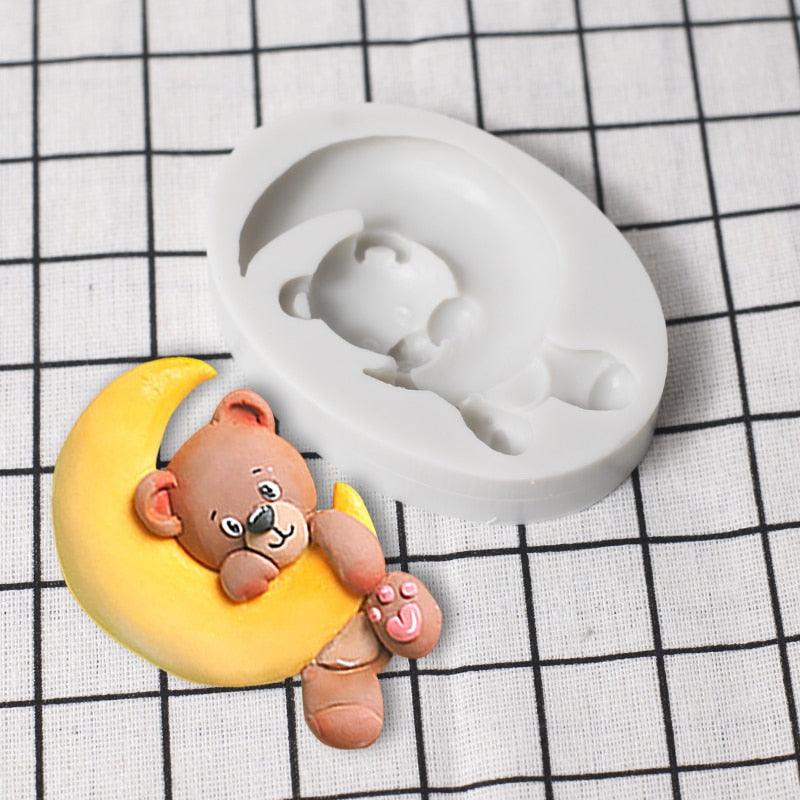 Moule en silicone ours lunaire mignon pour la pâtisserie et la décoration