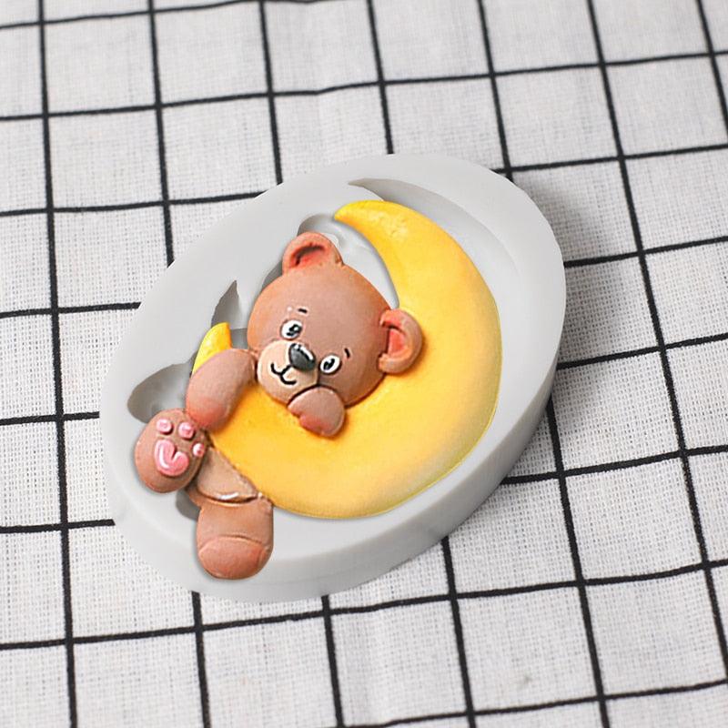 Moule en silicone ours lunaire mignon pour la pâtisserie et la décoration