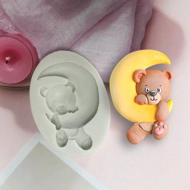 Moule en silicone ours lunaire mignon pour la pâtisserie et la décoration