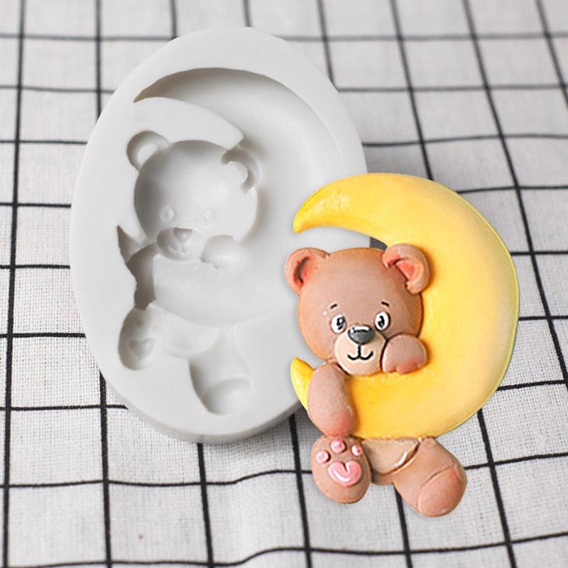 Moule en silicone ours lunaire mignon pour la pâtisserie et la décoration