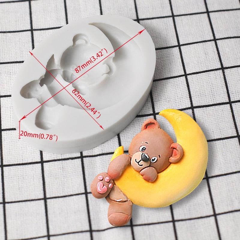 Moule en silicone ours lunaire mignon pour la pâtisserie et la décoration