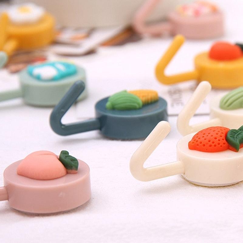 Adorable Cartoon Fruit Adhesive Hooks - Multifunctional Wall Mount for Home & Bathroom - Korvel