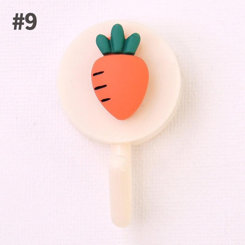 Adorable Cartoon Fruit Adhesive Hooks - Multifunctional Wall Mount for Home & Bathroom - Korvel