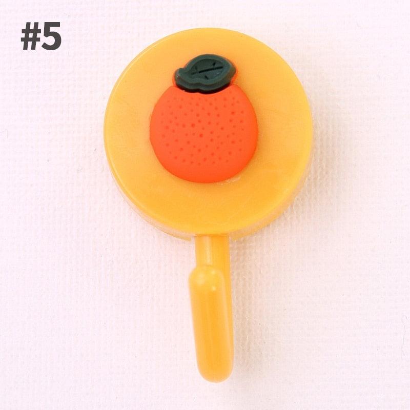 Adorable Cartoon Fruit Adhesive Hooks - Multifunctional Wall Mount for Home & Bathroom - Korvel