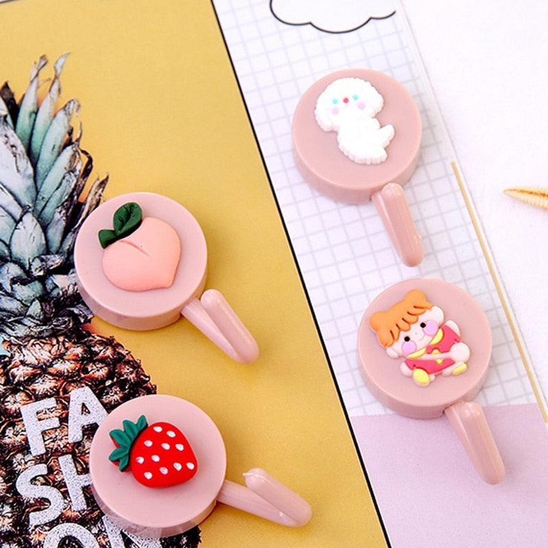 Adorable Cartoon Fruit Adhesive Hooks - Multifunctional Wall Mount for Home & Bathroom - Korvel