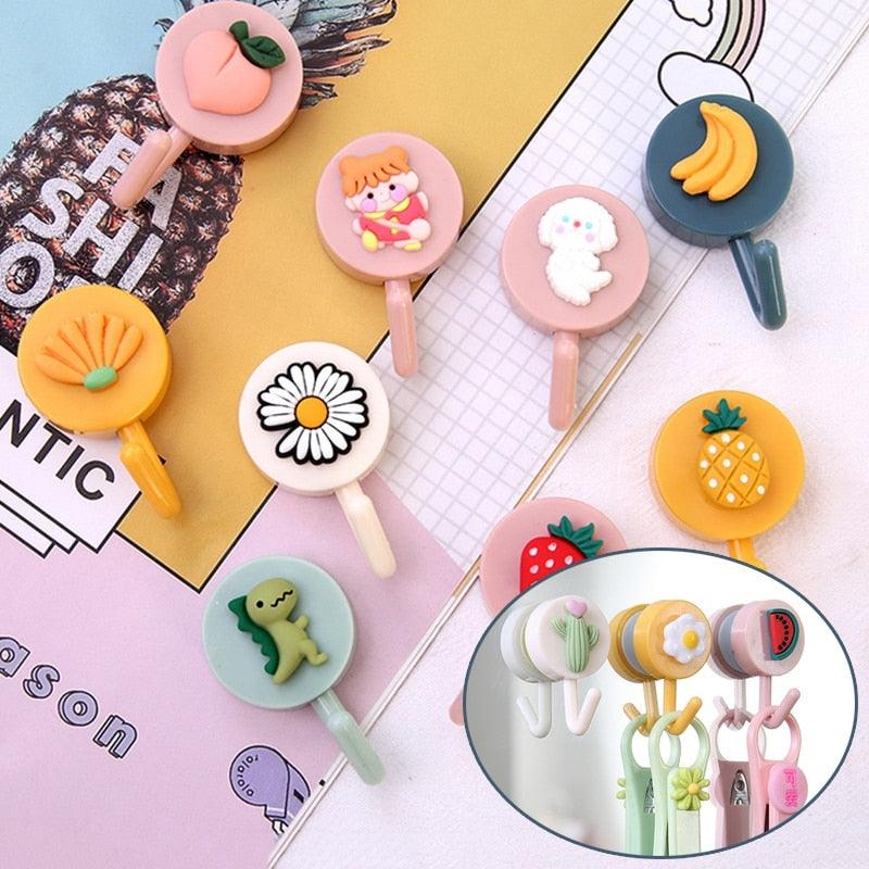 Adorable Cartoon Fruit Adhesive Hooks - Multifunctional Wall Mount for Home & Bathroom - Korvel