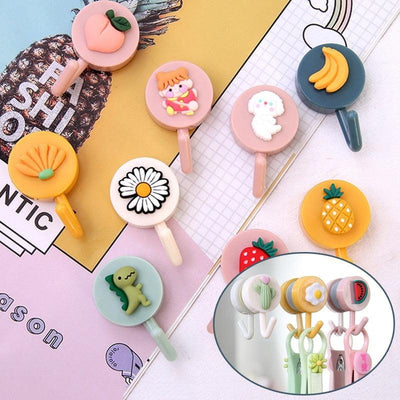 Adorable Cartoon Fruit Adhesive Hooks - Multifunctional Wall Mount for Home & Bathroom - Korvel