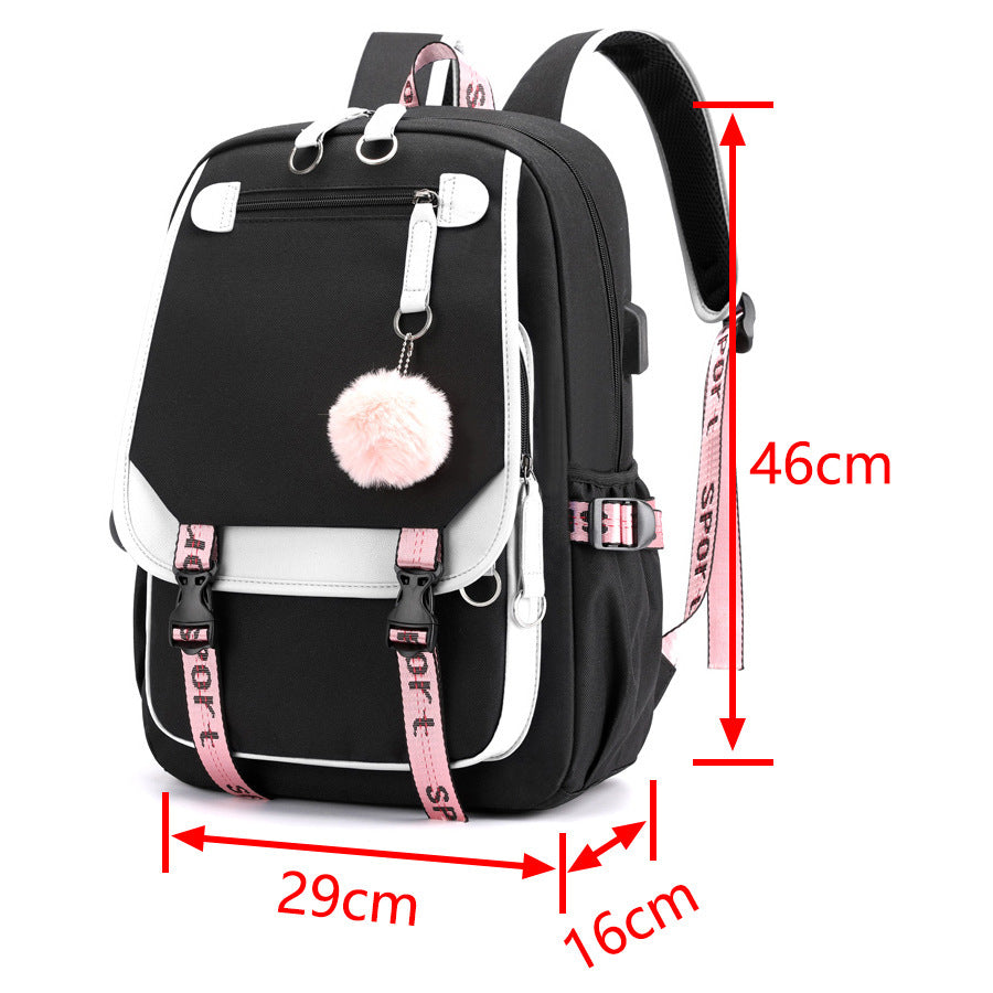 Cartoon Heat Transfer Backpack - Large Capacity Schoolbag