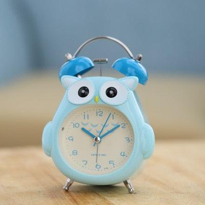 Cartoon Owl Mute Wake Up Table Clock Silent Analog Table Desk Small Clock with Night Light Battery Operated for Living Room Bedroom Kitchen Home Office Cute Ring Bell Metal Bedroom Quartz Alarm Clock With Night Light - Korvel