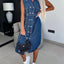 Robe en denim sans manches décontractée avec cintrage à la taille