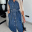 Robe en denim sans manches décontractée avec cintrage à la taille