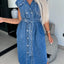 Robe en denim sans manches décontractée avec cintrage à la taille