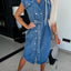 Robe en denim sans manches décontractée avec cintrage à la taille