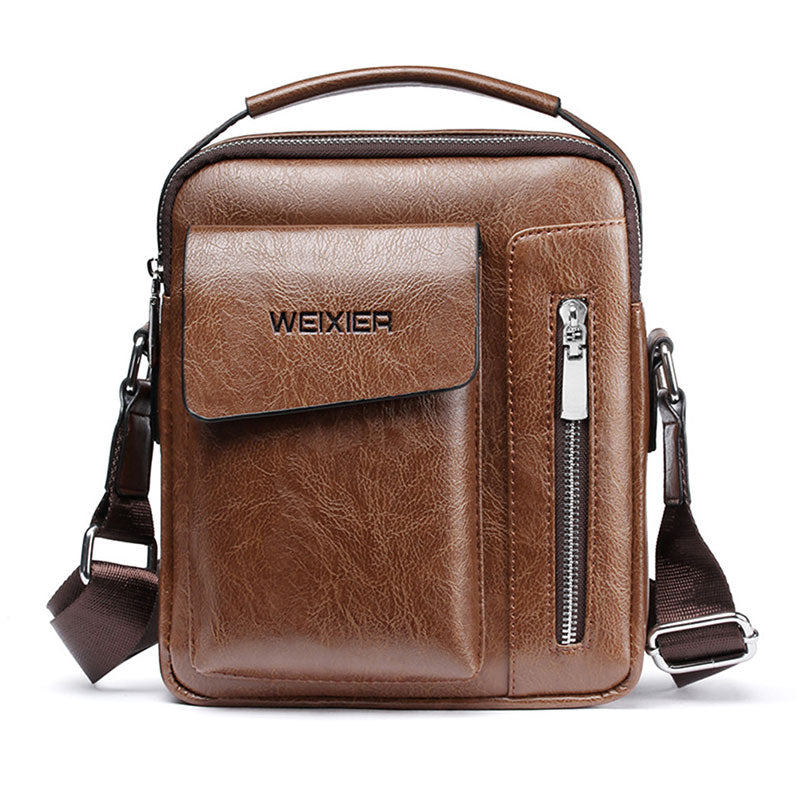 Casual Men Shoulder Bag Vintage Crossbody Bags High Quality Male Bag PU Leather Handbag Capacity Men Messenger Bags Tote Bag - Korvel