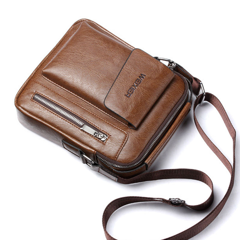 Casual Men Shoulder Bag Vintage Crossbody Bags High Quality Male Bag PU Leather Handbag Capacity Men Messenger Bags Tote Bag - Korvel