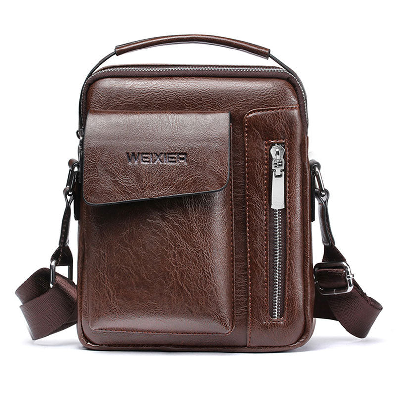 Casual Men Shoulder Bag Vintage Crossbody Bags High Quality Male Bag PU Leather Handbag Capacity Men Messenger Bags Tote Bag - Korvel