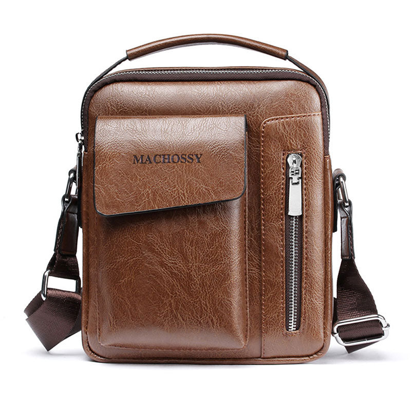 Casual Men Shoulder Bag Vintage Crossbody Bags High Quality Male Bag PU Leather Handbag Capacity Men Messenger Bags Tote Bag - Korvel