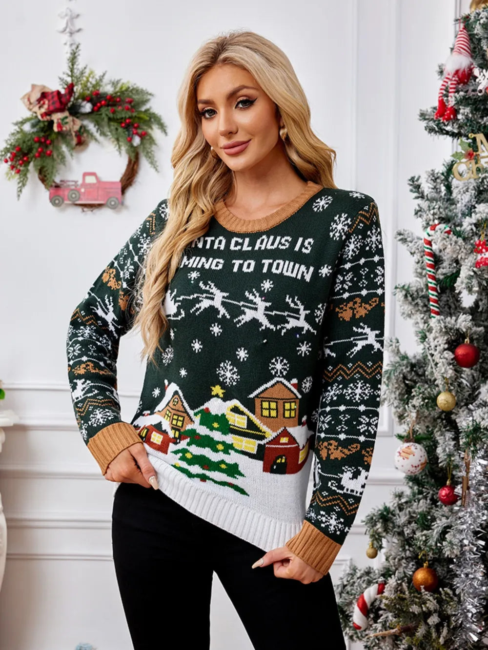 Casual round neck Christmas sweater with lazy style autumn and winter pullover sweater - Korvel