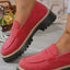 Casual sandblasted British style women's shoes with thick heels and retro design - Korvel