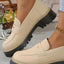 Casual sandblasted British style women's shoes with thick heels and retro design - Korvel