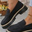 Casual sandblasted British style women's shoes with thick heels and retro design - Korvel