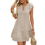 Casual solid color ruffled flying sleeve dress - Korvel