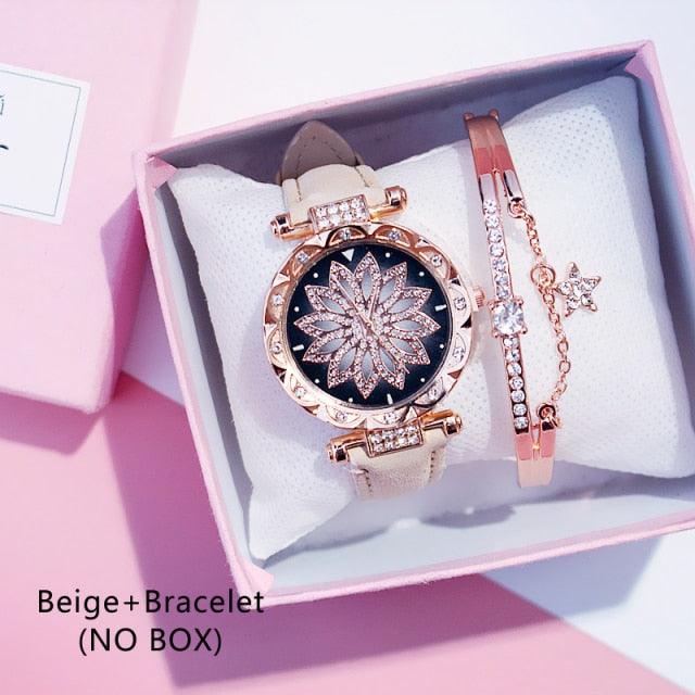Reloj de Pulsera para Mujer Elegante Cielo Estrellado con Rhinestones