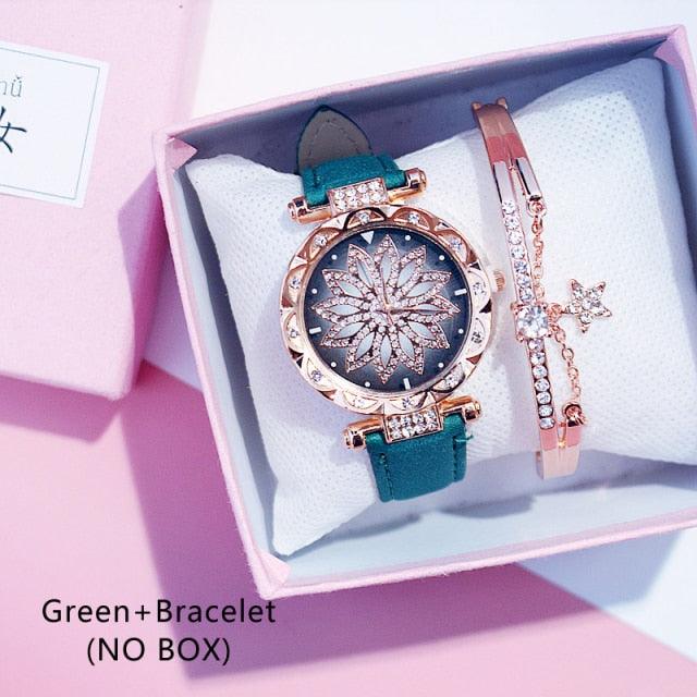 Reloj de Pulsera para Mujer Elegante Cielo Estrellado con Rhinestones