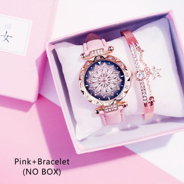 Reloj de Pulsera para Mujer Elegante Cielo Estrellado con Rhinestones