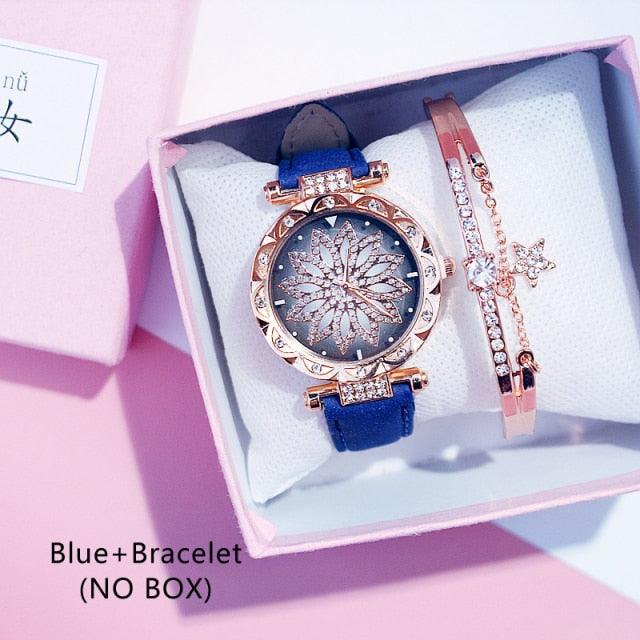 Reloj de Pulsera para Mujer Elegante Cielo Estrellado con Rhinestones