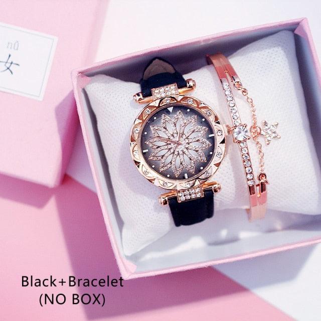Reloj de Pulsera para Mujer Elegante Cielo Estrellado con Rhinestones