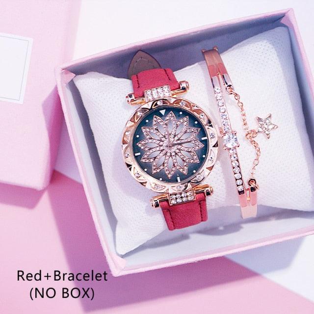 Reloj de Pulsera para Mujer Elegante Cielo Estrellado con Rhinestones