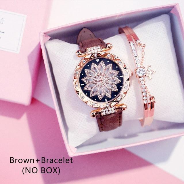 Reloj de Pulsera para Mujer Elegante Cielo Estrellado con Rhinestones