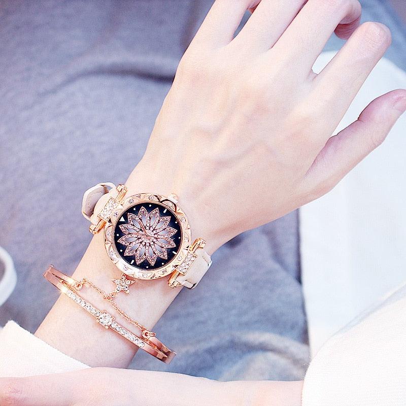 Reloj de Pulsera para Mujer Elegante Cielo Estrellado con Rhinestones