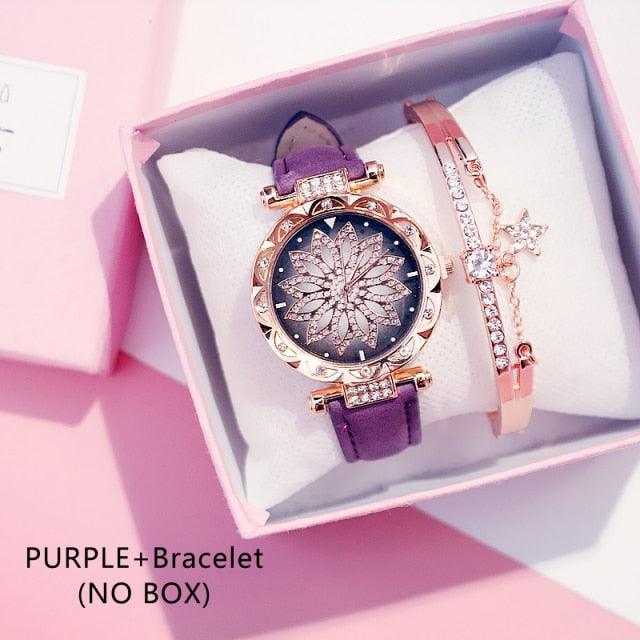 Reloj de Pulsera para Mujer Elegante Cielo Estrellado con Rhinestones