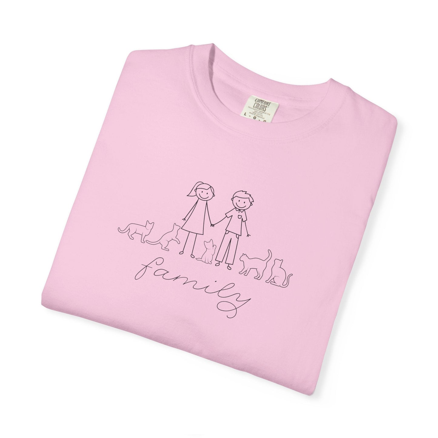 Camiseta unisex teñida a la prenda Cat Family Bond