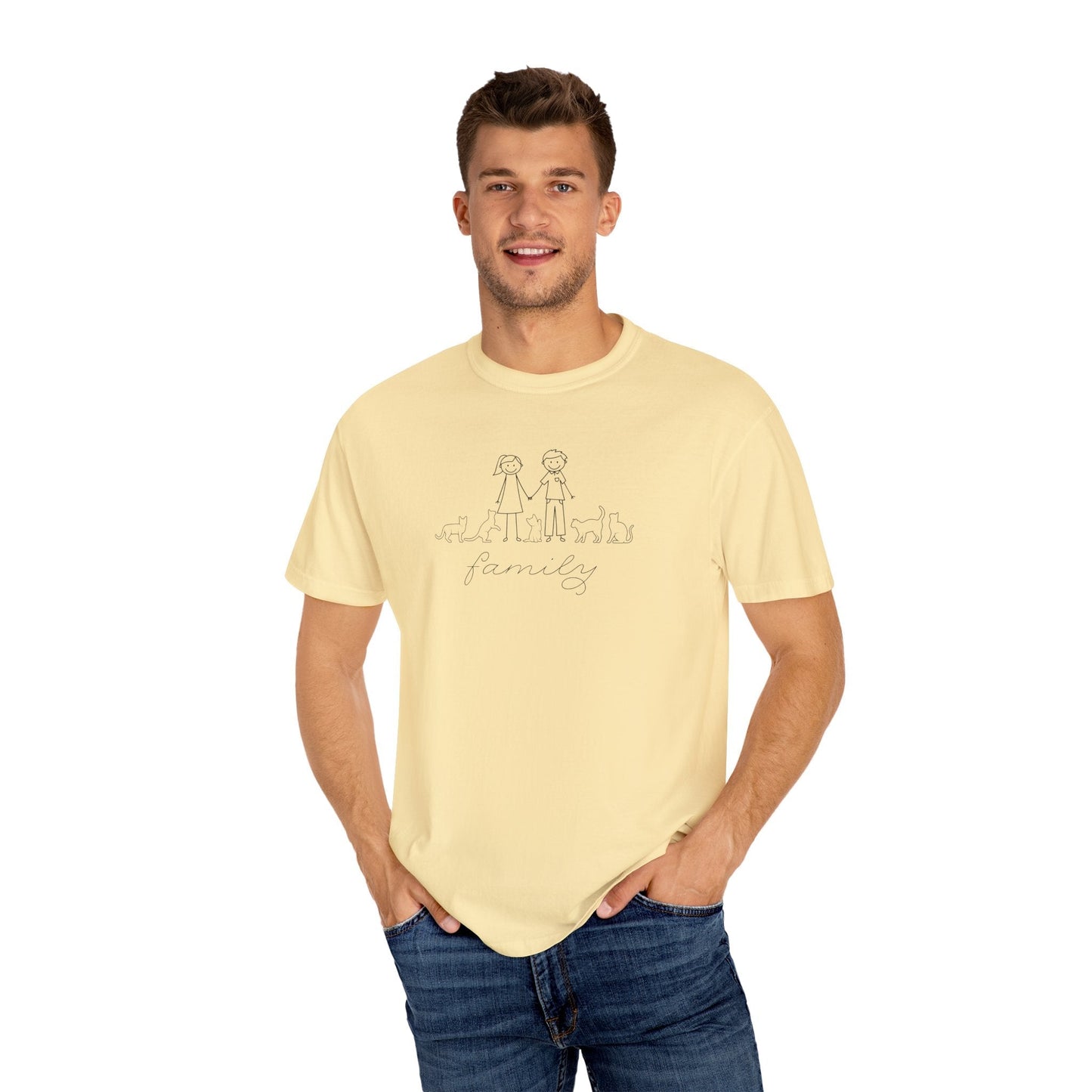 Camiseta unisex teñida a la prenda Cat Family Bond
