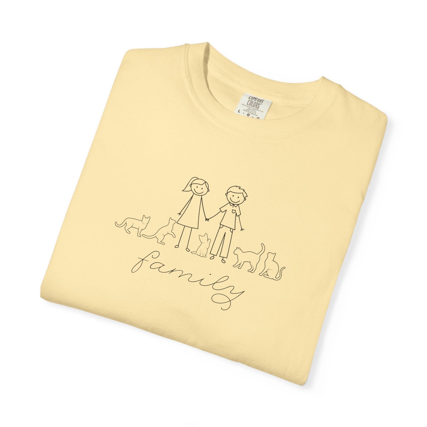 Camiseta unisex teñida a la prenda Cat Family Bond