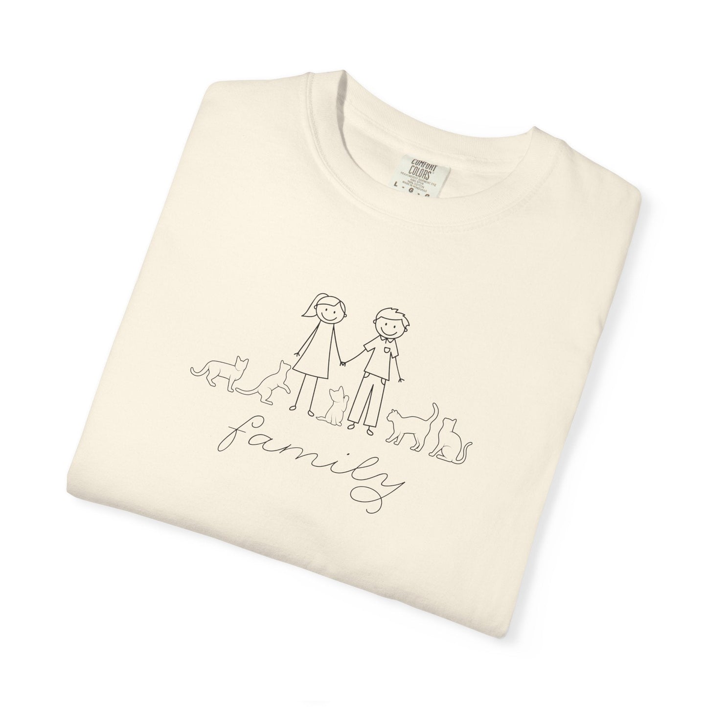 Camiseta unisex teñida a la prenda Cat Family Bond
