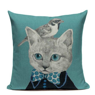Colorful Cat Fashion Show Pillow Cover - 45x45cm