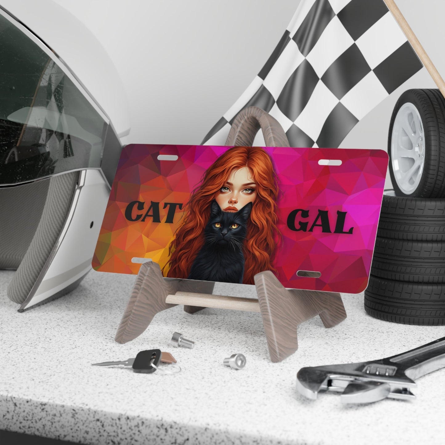 Cat Gal Vanity Plate - Chic Aluminum Decor