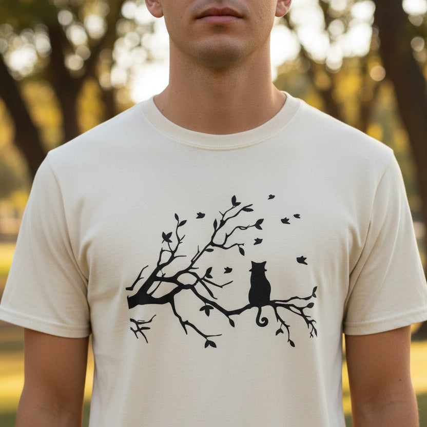 Camiseta Unisex Softstyle Gato en un Árbol