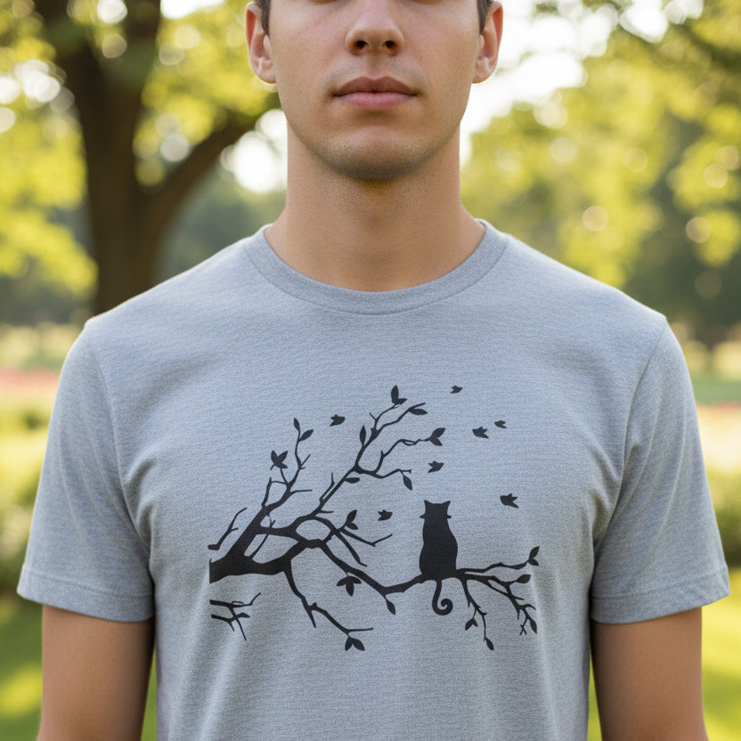 Camiseta Unisex Softstyle Gato en un Árbol