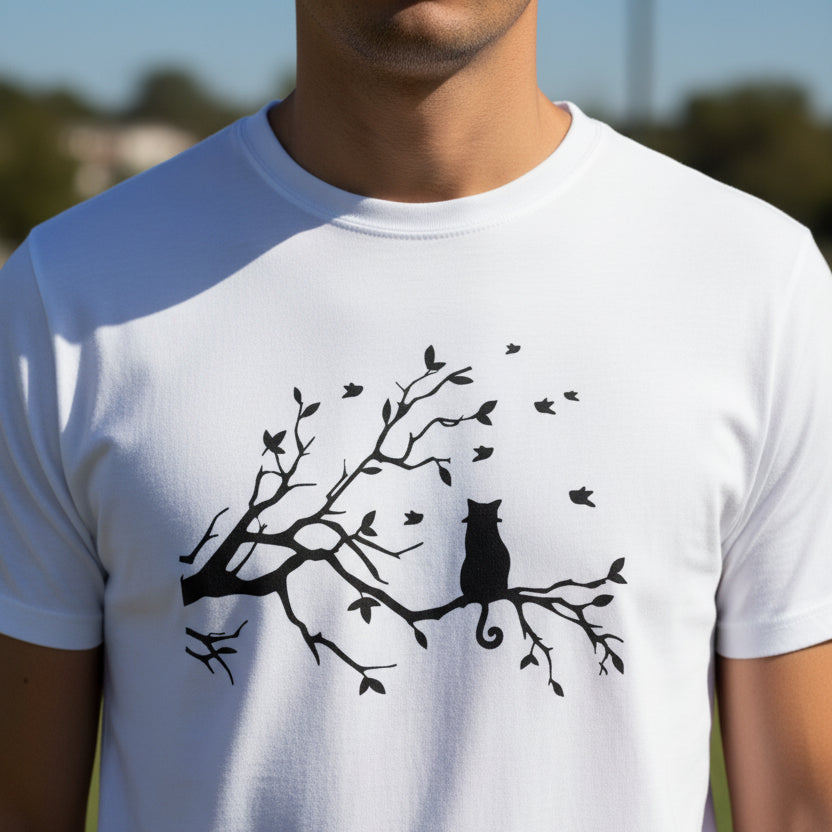 Camiseta Unisex Softstyle Gato en un Árbol