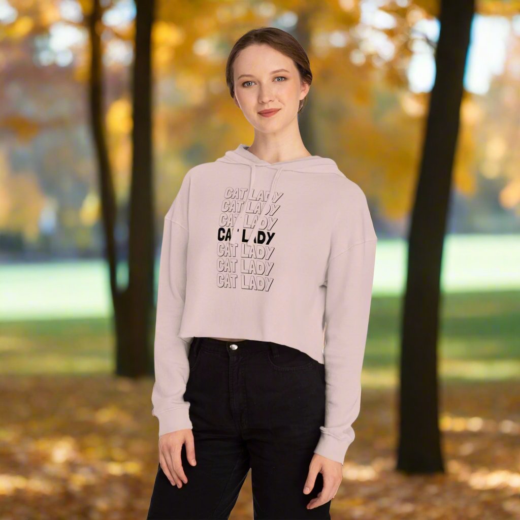Cat Lady Cropped Hooded Sweatshirt